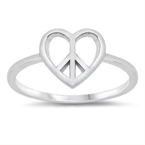 Anillo de Paz de Plata de Ley 925 con forma de corazón para mujer, venta al por mayor personalizada, fabricante de joyería hecha a mano chapada en rodio - Product Image 2