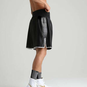 Shorts de boxe en nylon noir de haute qualité 2026 avec empiècements latéraux motif poisson et logo personnalisé pour la vente en gros - Product Image 3