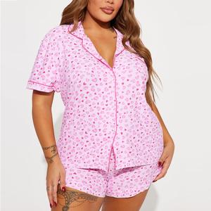 Conjunto de Pijamas de Alta Calidad para Mujer, Cómodo para el Hogar, Invierno y Verano, con Solapa, Cierre de Botón, Cordón Ajustable y Estampado Corto - Product Image 4