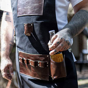 Tablier en cuir véritable le plus vendu, sans manches, réglable et réutilisable, pour hommes et femmes, idéal pour boucher, chef et cuisine - Product Image 4