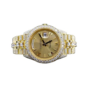 Reloj de Lujo para Mujer de Negocios con Cristal de Cuarzo Brillante, Correa de Acero Inoxidable, Resistente al Agua, Diseño Dorado con Moissanita para Bodas y Eventos - Product Image 1