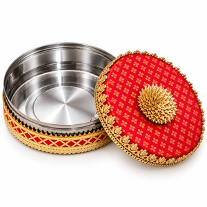 Caja de Regalo Decorativa de Acero de 7 Pulgadas y 900 g para Frutos Secos, Ideal para Regalos de Diwali, Bodas y Cestas de Regalo - Product Image 1