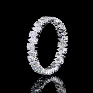 <b>Vintage</b> IGI Certified 2 Carat Pear Cut Lab Created Diamond Eternity Band Scalloped Solid 14K <b>Gold</b> Bridal <b>Ring</b> - Product Image 2