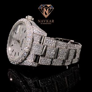 Montres mécaniques automatiques de luxe en or, serties de diamants véritables et de moissanite VVS, style Hip Hop Iced Out, pour hommes - Product Image 2