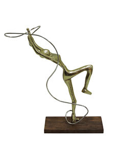 Sculpture Moderne Abstraite Danseuse au Ruban Dorée, 16 Pouces, en Aluminium, Statue Figurative Contemporaine pour Décoration Maison, Bureau, Art et Ornement - Product Image 2