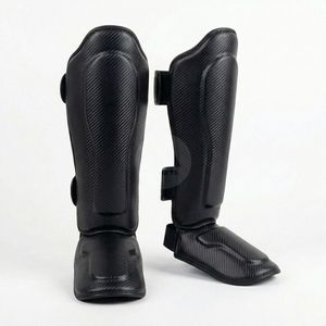 <b>Electric</b> Blue Leather/Pu Triple Layer Padded Boxing Shin Guards Printed Muay Thai MMA Kickboxing Sparring <b>Pads</b> Professional Leg - Product Image 2