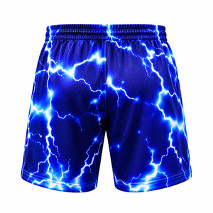 Pantalones Cortos de Baloncesto para Hombre con Gráfico de Rayo, Malla Transpirable, 100% Poliéster, Secado Rápido, Bolsillos Deportivos, Cintura Elástica con Cordón Ajustable - Product Image 2