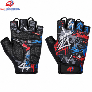 <b>Half</b> Finger Cycling Gloves Graffiti Print Anti <b>Slip</b> Gel Pad Urban Bike Gloves Wholesale OEM Custom Logo - Product Image 1