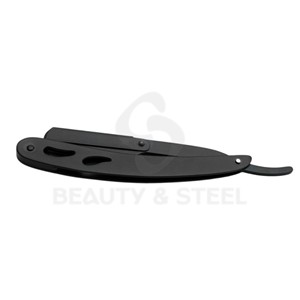 Professional Stainless Steel Straight Edge Barber <b>Razor</b> Durable Single Textured Stealth Black Handle Premium Leather Travel - Product Image 5