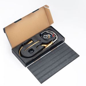 Robinet de cuisine monocommande à bec haut doré avec douchette extractible, finition or brossé, pour évier de cuisine à 1 trou - Product Image 1