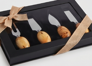 Classic <b>Cheese</b> Spreader <b>Set</b> With Wood Round Handle Elegant Cutlery Serving Flatware Dining Ware And Tabletop <b>Set</b> Of 4 - Product Image 3