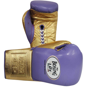 No Boxing No Life Gants de boxe professionnels à lacets en cuir de vachette de qualité supérieure, à doigts entiers, avec doublure en maille respirante et 4 couches épaisses - Product Image 5