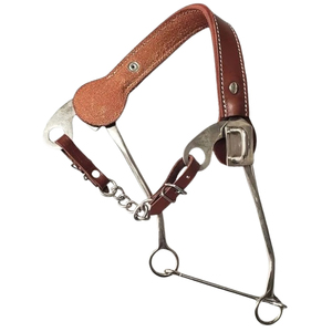 Más Vendido: Bocado Mecánico Hackamore de Cuero para Caballo de Nariz Plana, Bocado para Caballo de Acero Inoxidable Antiguo de Gran Belleza - Product Image 1