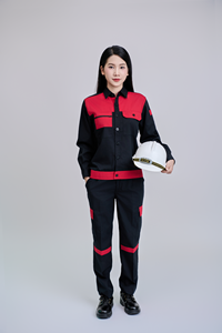 Vêtements de travail vietnamiens respirants et durables pour hommes, haute visibilité, manches longues, anti-plis, lavables, en tissu TC, confortables, noir/rouge - Product Image 6