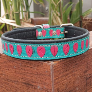 Collier de chien de Style occidental en cuir repoussé turquoise 100% collier rembourré en cuir véritable colliers de chien en cuir de haute qualité de qualité supérieure - Product Image 2