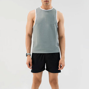 Camiseta sin mangas para hombre al por mayor, ropa de verano, camiseta sin mangas personalizada, precio bajo, diseño recortado, tela de algodón acanalada tejida - Product Image 2