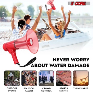 50W Waterproof Professional Portable <b>Megaphone</b> with 5 Cores 800-Yard Range Flashlight Siren Voice Amplifier for Cheerleading - Product Image 4