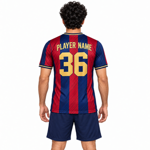 Maillots de football personnalisés en gros, uniformes de football 100% polyester, séchage rapide, antibactériens, manches courtes, unisexe, avec numéro - Product Image 3