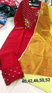 Salwar Kameez traditionnel en coton pour femmes, bleu, broderie florale, coupe régulière, longueur au sol, tenue décontractée, style Inde Pakistan - Product Image 3
