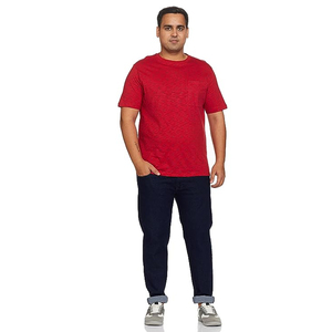 T-shirt à manches courtes pour homme, col rond, rouge, avec motif à pois, coupe classique, décontracté, en coton tricoté - Product Image 2