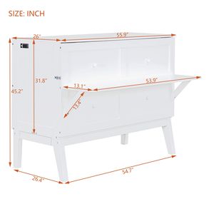 Letto a scomparsa matrimoniale bianco con comoda porta USB e ripiani rimovibili su ogni lato - Product Image 4