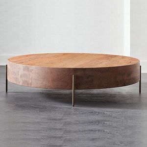 Modern <b>Round</b> Coffee <b>Table</b> With Rattan Top And Metal Frame Storage Living Room Furniture - Product Image 5