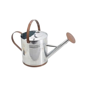 Arrosoir en zinc galvanisé avec poignée en cuir et long bec pour le jardinage, arrosoir à long bec, arrosoir en métal - Product Image 1