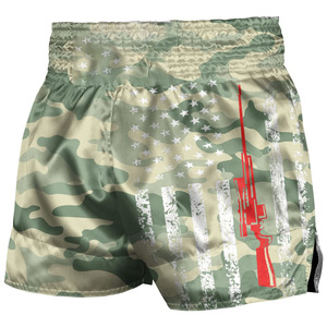 Shorts de boxe unisexes personnalisés en gros, sublimation, arts martiaux, finition satinée, polyester extensible quadridirectionnel, usine OEM, vente en gros OEM - Product Image 4