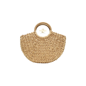 Sac fourre-tout de rangement haut de gamme en jacinthe d'eau, tissé à la main, écologique, avec détails en laiton, à un seul niveau - Product Image 3