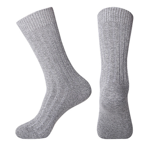 Chaussettes habillées en coton noir uni pour hommes, avec revers côtelé, douces et respirantes, lot de 5, vente en gros - Product Image 2