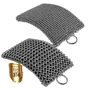 Trusted Manufacturer Metal Chainmail Scrubber Pad For Cleaning <b>Cast</b> Iron Skillet Grill <b>Pan</b> And Pots Without Removing Seasoning - Product Image 4