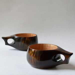 Ensemble tasse à café, soucoupe et cuillère en bois naturel artisanal, écologique, en bois massif, vaisselle pour le thé - Product Image 4