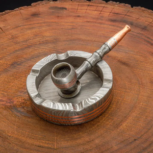 Cendrier de luxe fait main en acier à motif Damas, accessoire de fumeur au design unique, porte-cendres pour la maison, le bureau, cadeau et décoration - Product Image 2