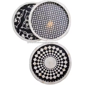 ถาดเสิร์ฟสไตล์ชนบทสำหรับใช้ในห้องโดยสารป่าถาดเสิร์ฟพร้อมสลักกระดูกแบบฝังสำหรับใช้ในบ้าน - Product Image 1