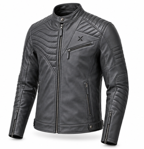 Chaqueta de Motocicleta Híbrida Acolchada de Cuero |   Marrón carbón Borgoña |   Fabricante OEM ODM |   Diseño de Calidad Premium |   Transpirable - Product Image 2