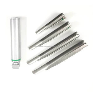 ชุดเครื่องมือส่องกล่องเสียงไฟเบอร์ออปติกคุณภาพสูง Miller พร้อมใบมีดตรง 4 ใบ ได้รับมาตรฐาน CE ISO OEM ODM สำหรับหู คอ จมูก ชุดใส่ท่อช่วยหายใจสำหรับสัตว์ ขายส่ง - Product Image 3