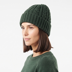 Bonnet d'hiver unisexe en tricot torsadé, en laine et acrylique, vert, tricoté à la main, épais, chaud et doux, idéal pour le ski, vente en gros personnalisée - Product Image 4