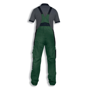 Salopette en coton vert pour homme, couleur unie, poids moyen, style décontracté, pantalon de travail printanier avec poches et genoux renforcés - Product Image 3