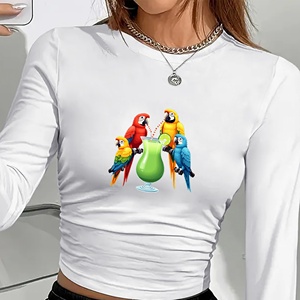 Loros bebiendo cóctel tropical moda mujer camisa de manga larga - Product Image 3