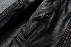 Veste en cuir de vachette souple de haute qualité pour homme, style rétro personnalisé, effet vieilli, coupe ajustée, veste de moto épaisse - Product Image 5