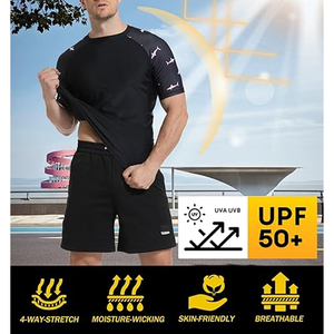Men Athletic Rash Guard <b>Compression</b> T <b>Shirt</b> Short Sleeve Swim <b>Shirt</b> UV Protection Wholesale Supplier - Product Image 5