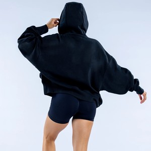 Sudadera con Capucha para Mujer, Diseño Minimalista, Color Negro Medianoche, Estilo Casual de Invierno, Ecológica, Tejido Grueso, 100% Algodón, Superventas - Product Image 2