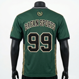 Maillot de football personnalisé pour homme, 180 GSM, micro-mesh respirant en polyester, vert, noir, or, panneaux latéraux contrastés, maillot de football pour homme - Product Image 4