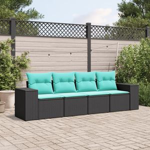 Conjunto de Sofás para Patio en Negro y Azul, Colección de Muebles Elegantes para Exteriores - Product Image 1