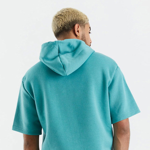 เสื้อฮู้ดแขนสั้นผู้ชายคุณภาพดีที่สุดสำหรับฤดูหนาว พร้อมลายพิมพ์ดิจิทัล ออกแบบเองได้ ผ้าฝ้ายฟลีซ 100% ระบายอากาศได้ดี ขั้นต่ำ 2 ชิ้น - Product Image 5