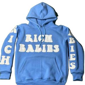 Sweat à capuche personnalisé pour homme brodé en détresse pour l'extérieur coupe ample automne hiver broderie à capuche coupe ample pull à capuche pour homme - Product Image 1