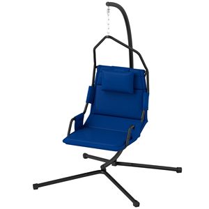 Sedia amaca blu scuro con struttura in acciaio supporto e rivestimento PA cuscino per interni esterni sospensione sedia a dondolo - Product Image 1