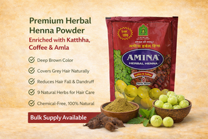 Henna Herbal en Polvo Amina con Kaththa y Café |   Mezcla de 9 Hierbas para el Color de Cabello Castaño |   Suministro al por Mayor - Product Image 4