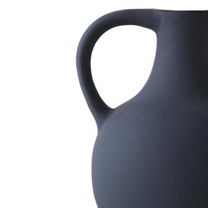 Vase à fleurs en céramique noire mate à double poignée, vase décoratif de table pour la maison, les mariages et l'aménagement d'étagères - Product Image 2