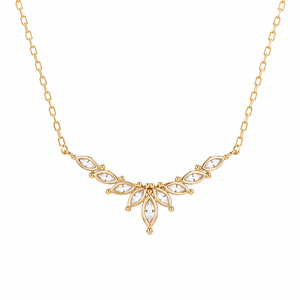 Collar de Oro Rosa de 14K con Diamante Cultivado en Laboratorio, Diseño de Hoja Marquise, Collar con Alas Marquise, Cadenas de Oro Fino, Collar para Boda - Product Image 5